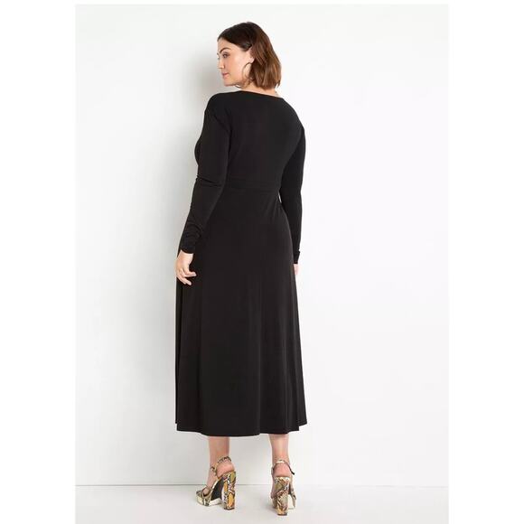 Eloquii Black Twist Detail Stretch Fit and Flare Midi Dress NWT 20W - Picture 3 of 9